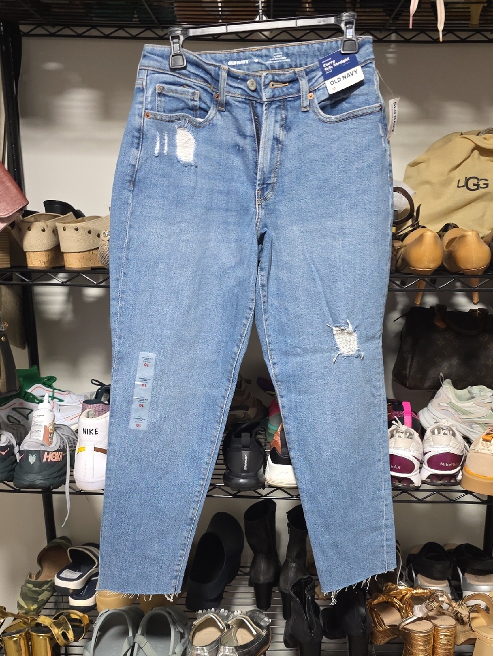 Old Navy Light Blue High-Rise Cropped Distressed Jeans